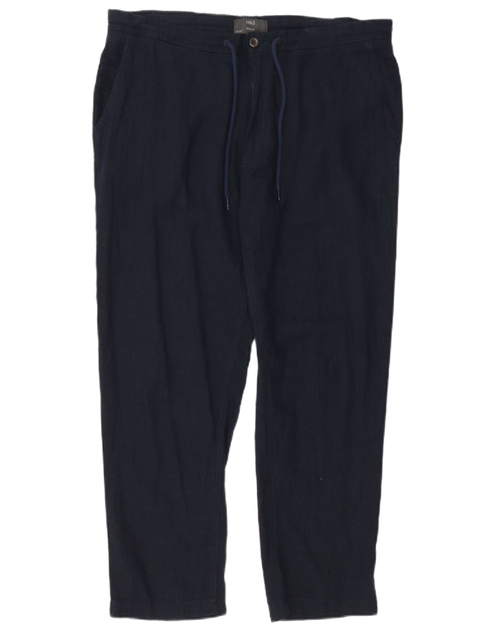 Marks & Spencer Herre Lige Regular Casual Bukser W38 L29 Navy Blue