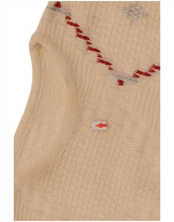 Vintage Dame Boat Neck Jumper Sweater UK 14 Medium Off White