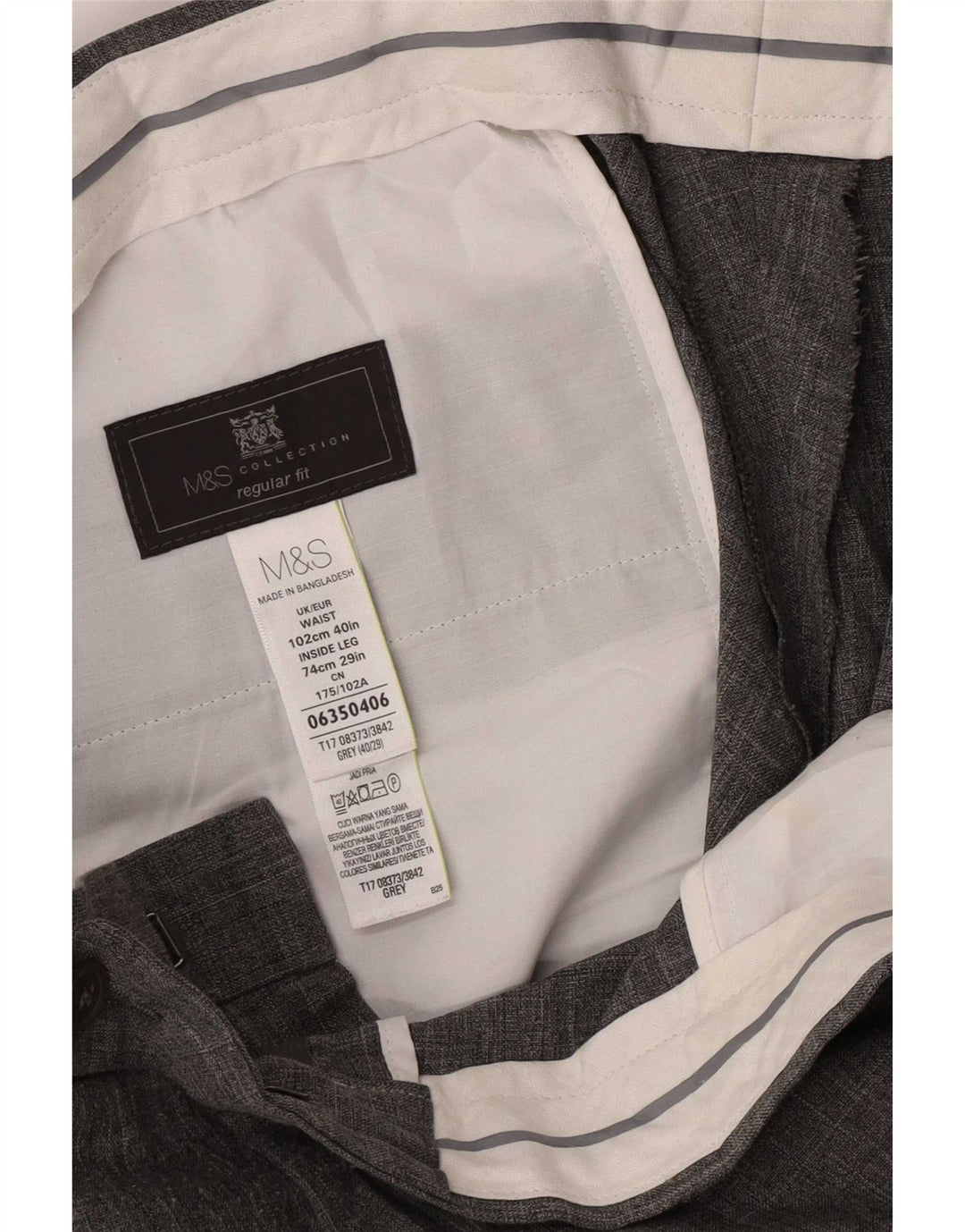 Marks & Spencer Herre Regular Fit Suit Bukser W40 L29 Grå polyester
