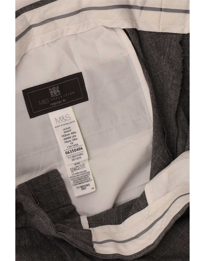 Marks & Spencer Herre Regular Fit Suit Bukser W40 L29 Grå polyester