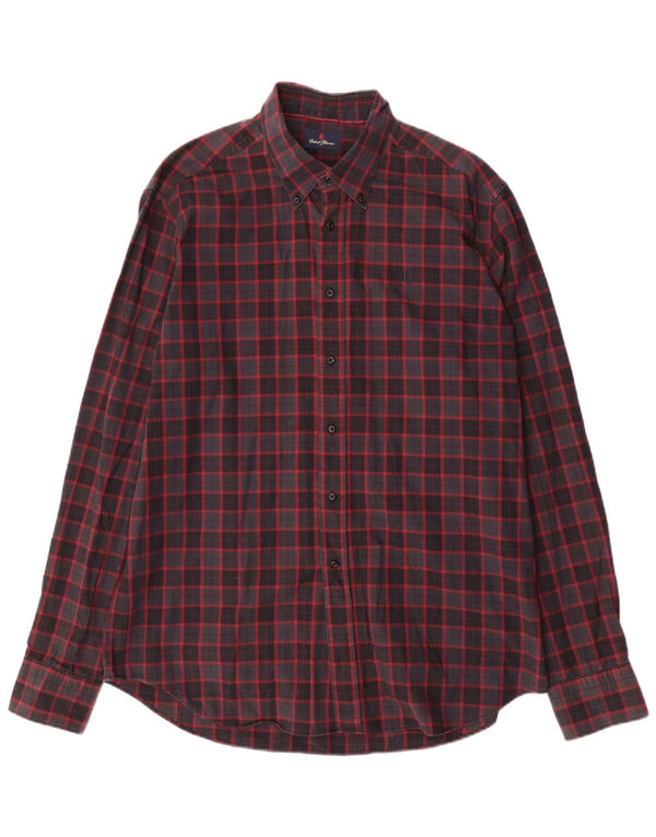 Conte of Florence herreskjorte 2XL rød plaid bomuld