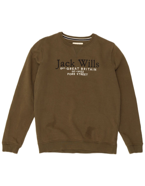 Jack Wills Boys Grafisk Sweatshirt Jumper 14-15 år Khaki Cotton