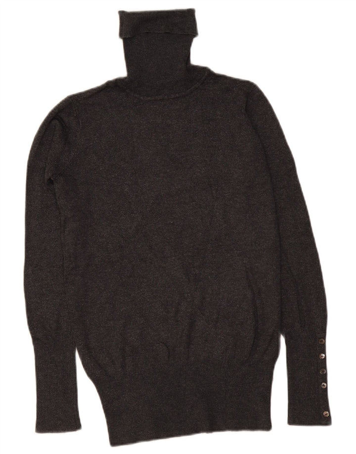 Zara Dame Rullehals Sweater UK 10 Small Grey Rayon