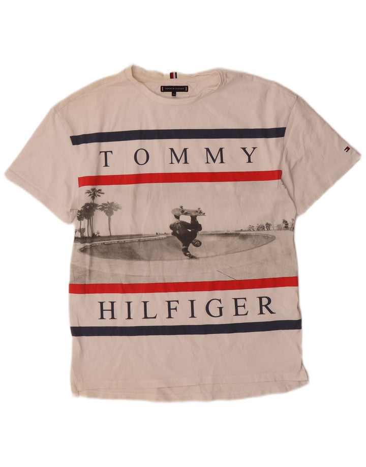 Tommy Hilfiger Boys Grafisk T-Shirt Top 13-14 år Off White Bomuld