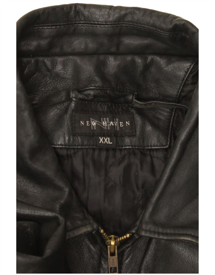 VINTAGE Herre Læderjakke UK 44 2XL Sort