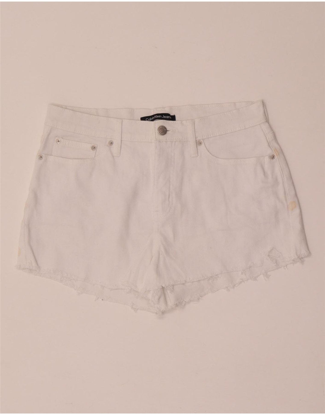 Calvin Klein denimshorts til kvinder W28 Medium hvid bomuld