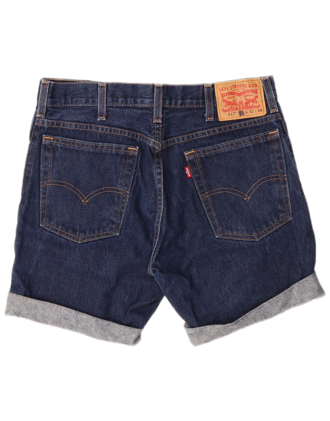 LEVI'S Mens 517 Denim Shorts W32 Medium Navy Blue Cotton