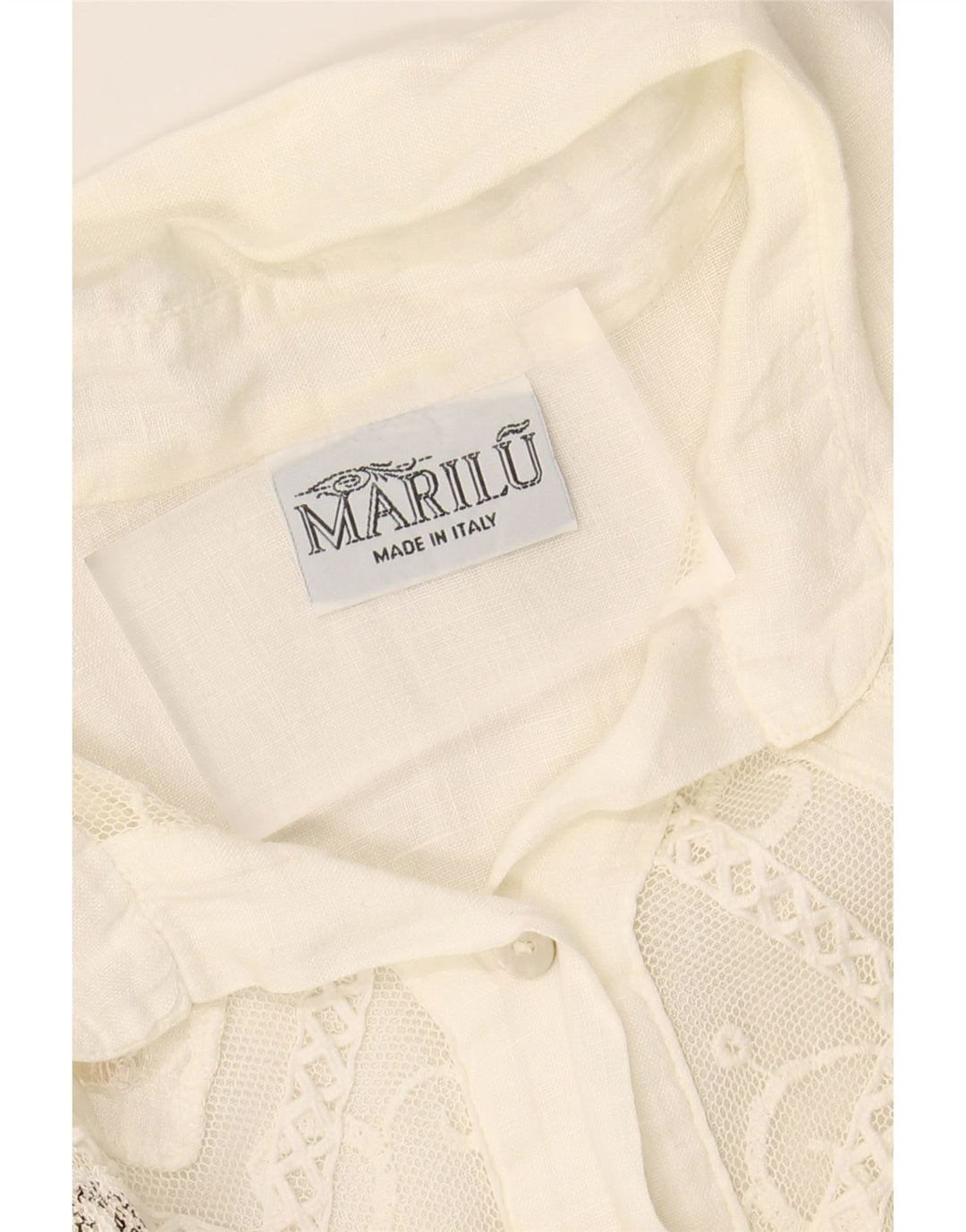 MARILU Womens See Through Shirt Blouse UK 14 Medium White Argyle/Diamond