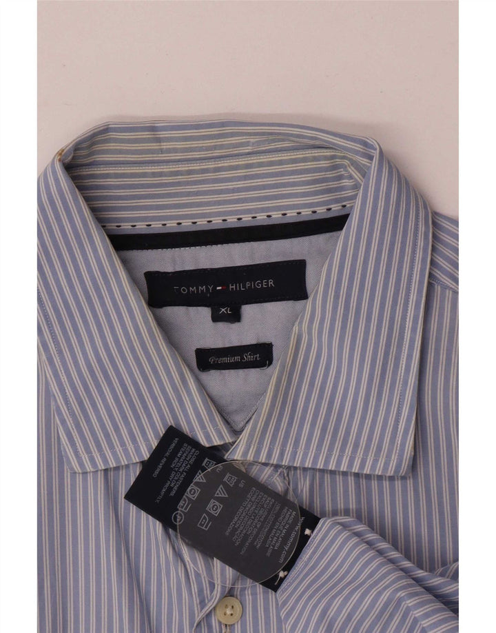 Tommy Hilfiger Herre Regular Fit skjorte XL blå stribet bomuld