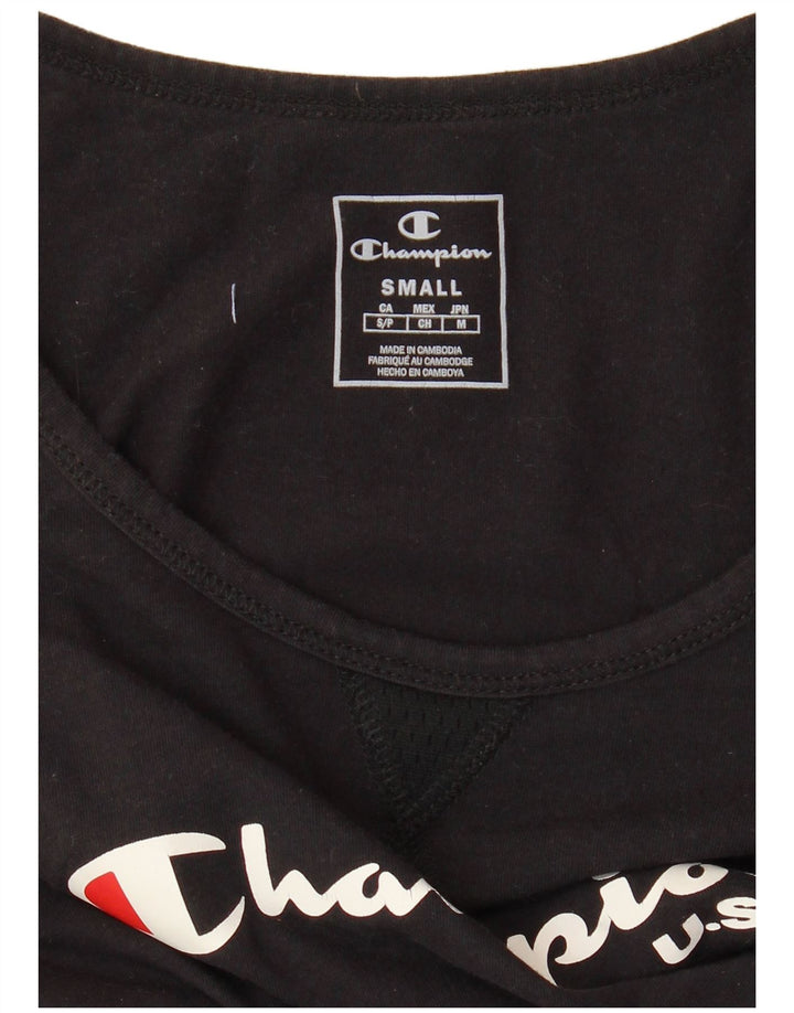 CHAMPION Dame Grafisk T-Shirt Top UK 10 Lille Sort