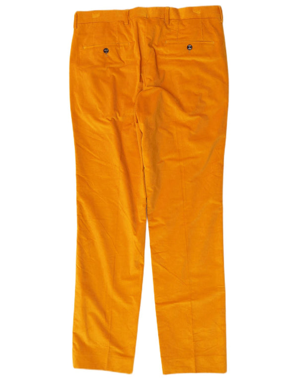 Hugo Boss Herre Lige fløjlsbukser IT 48 Medium W32 L32 Gul