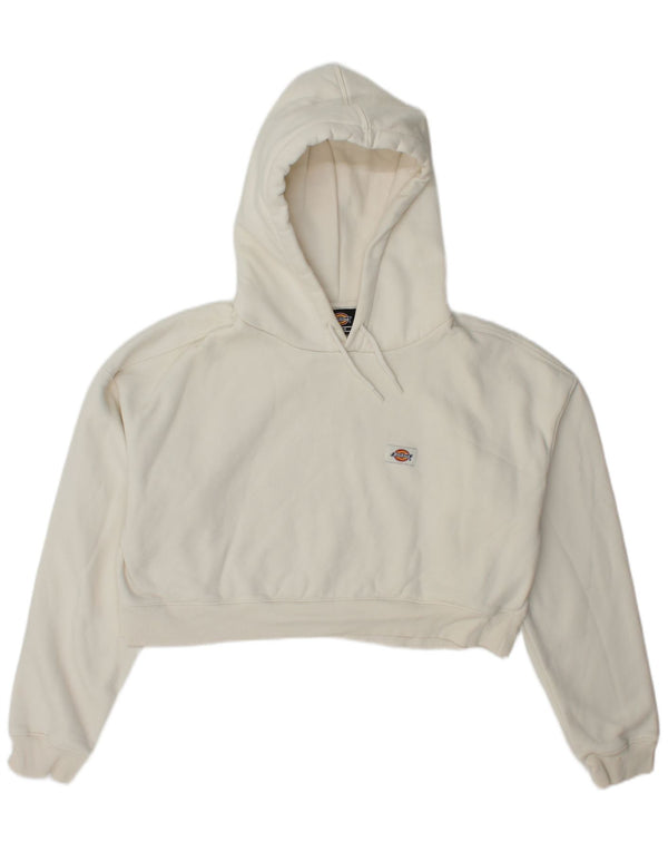 Dickies Dame Crop Hoodie Jumper UK 16 Large Off White Bomuld