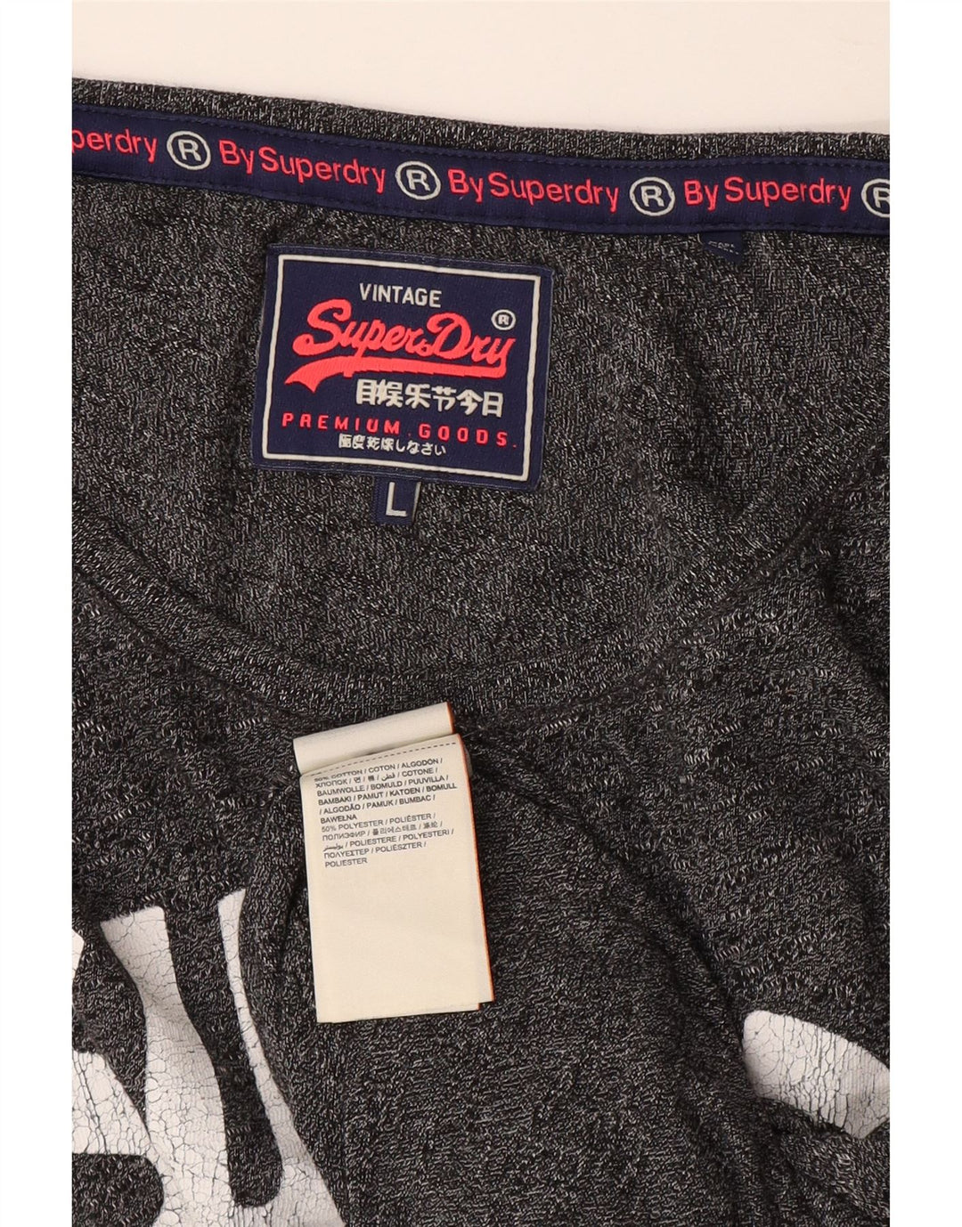 Superdry Grafisk T-shirttop til kvinder UK 16 Stor, grå flækket bomuld