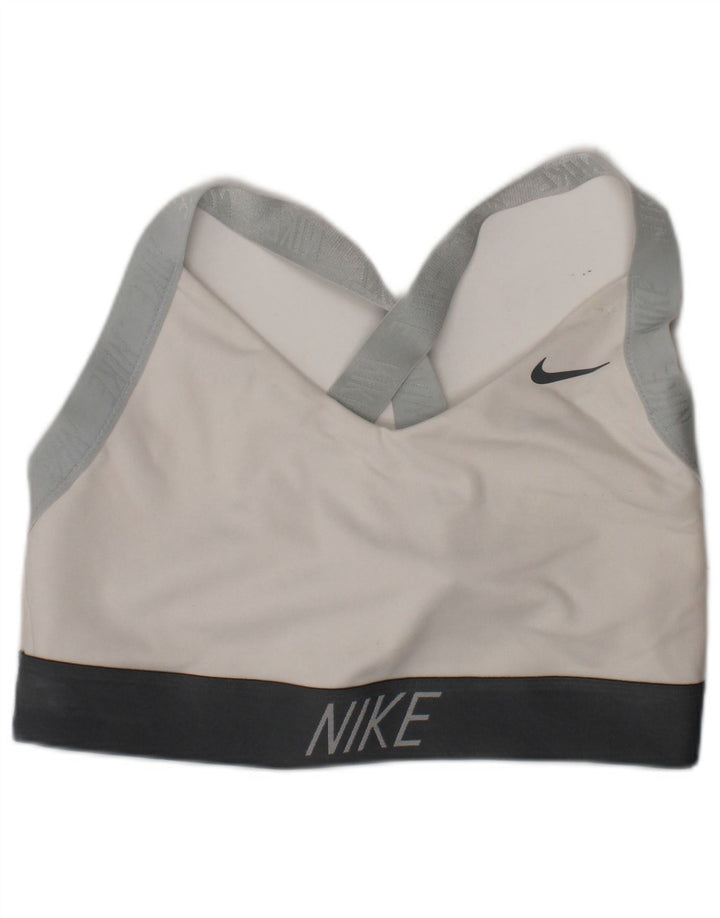 NIKE Womens Dri Fit Sport Bra Vest Top Medium White Polyester Sports