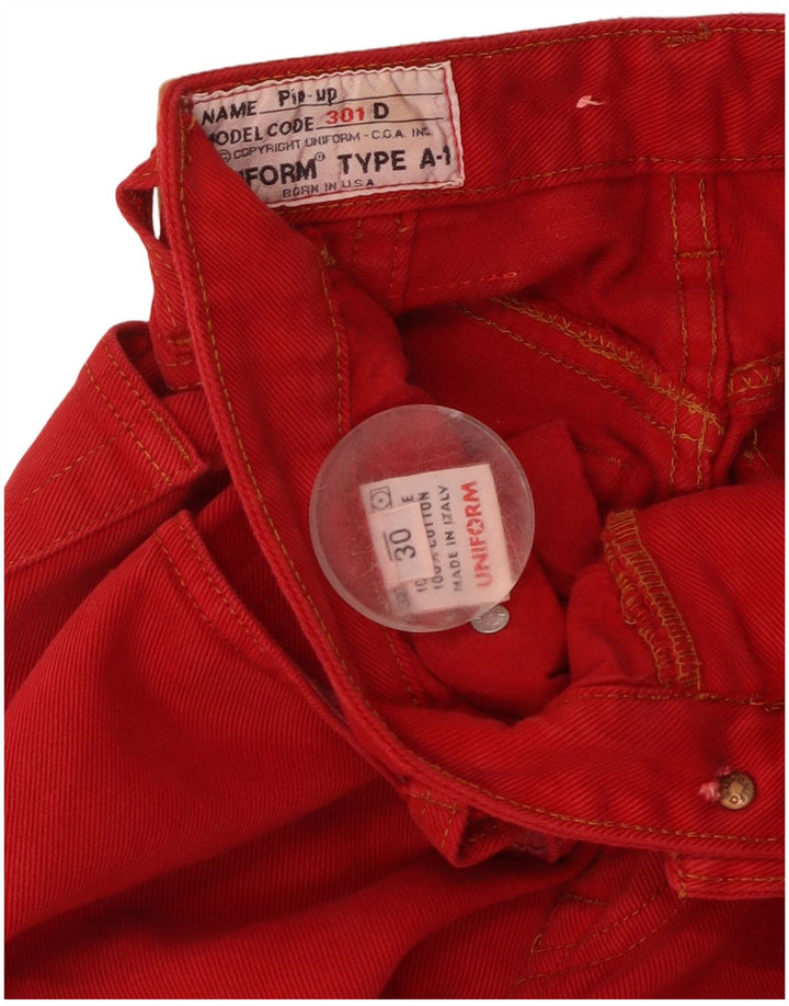 Uniform dame jeans med høj talje W30 L29 rød bomuld