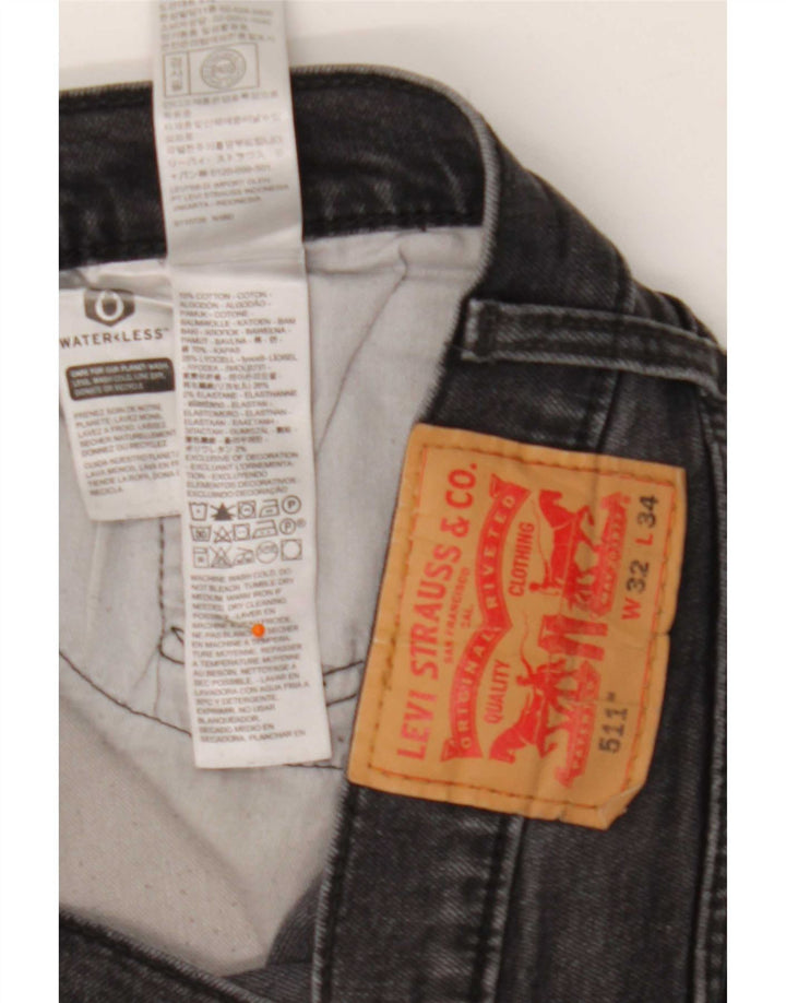 Levi's Herre 511 Slim Jeans W32 L34 Sort Bomuld