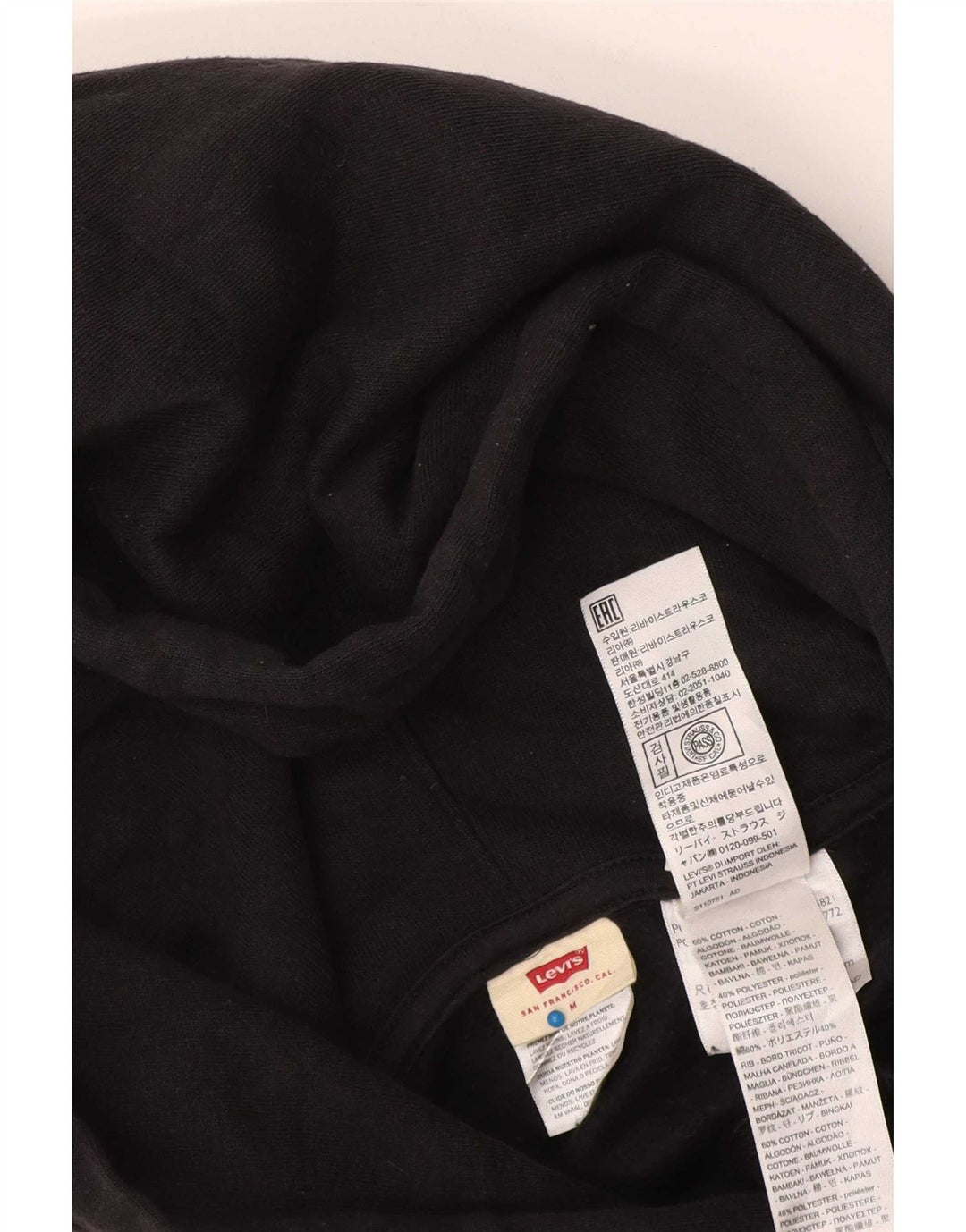 Levi's Dame Crop Hoodie Jumper UK 14 Medium Sort Bomuld