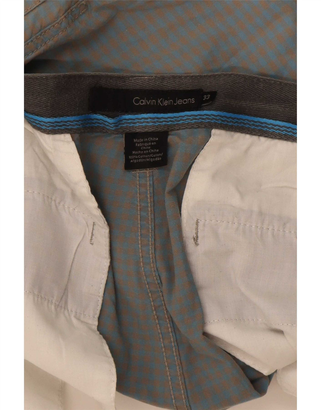 Calvin Klein Herre Cargo Shorts W33 Large Blue Gingham