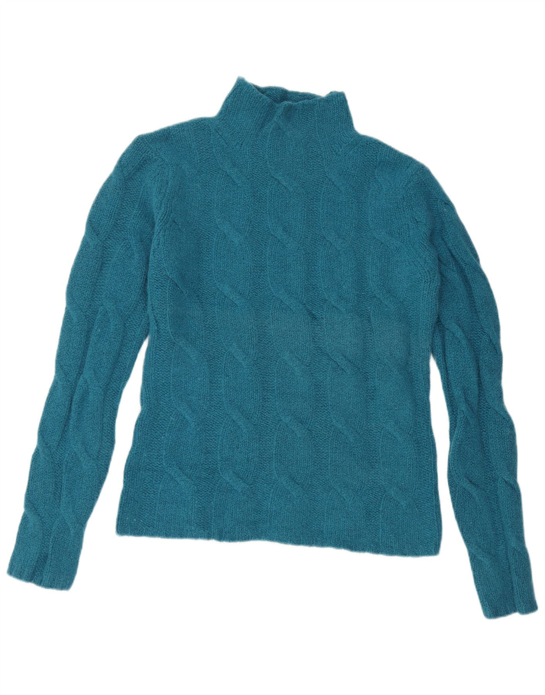 EDDIE BAUER Dame Turtle Neck Jumper Sweater UK 14 Medium Blue Lambswool