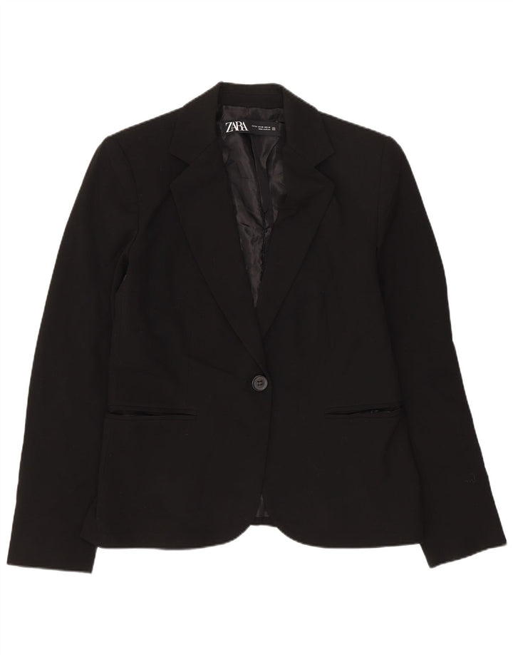 Zara Dame 1 Knap Blazer Jakke EU 38 Lille Sort