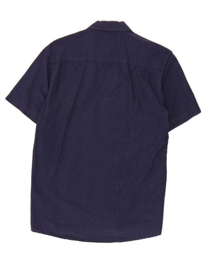 PIERRE CARDIN Mens Regular Fit Short Sleeve Shirt Medium Navy Blue Cotton Vintage Pierre Cardin and Second-Hand Pierre Cardin from Messina Hembry 