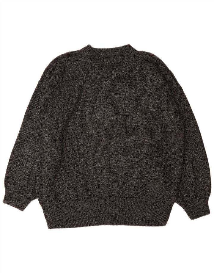 Vintage herre rund hals sweater 2XL grå stribet