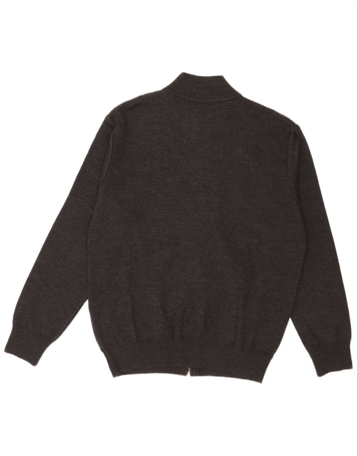 Vintage herre cardigan sweater Stor grå geometrisk uld