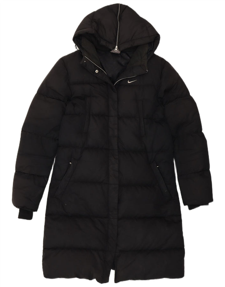 Nike Dame Hooded Longline Polstret Frakke UK 8/10 Small Black
