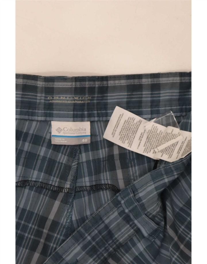 Columbia Herre Cargo Shorts W40 XL blå ternet polyester