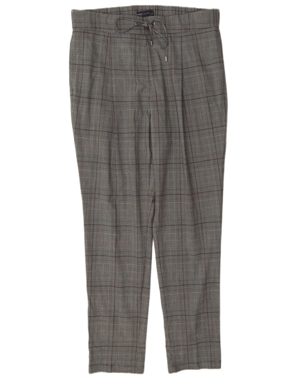 Marks & Spencer Dame Casual Bukser UK 16 Large W38 L31 Grey Check