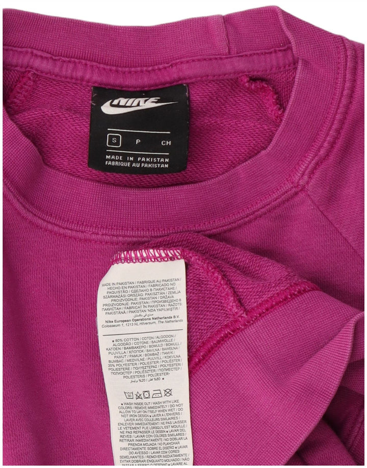 Nike Dame Oversized Sweatshirt Jumper UK 10 Small Pink Bomuld