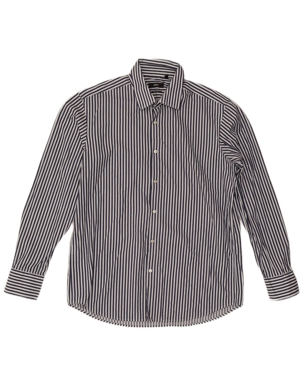 Hugo Boss Herre Regular Fit Skjorte Størrelse 42 16 1/2 Stor Marineblå Stribet
