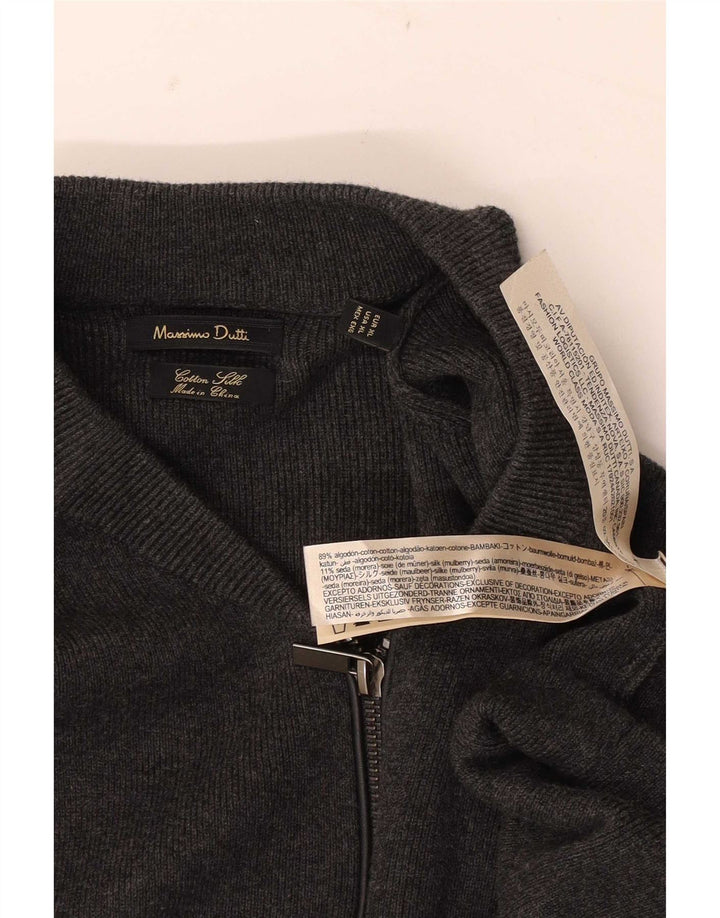 Massimo Dutti Herre Cardigan Sweater med fuld lynlås XL Grå Bomuld