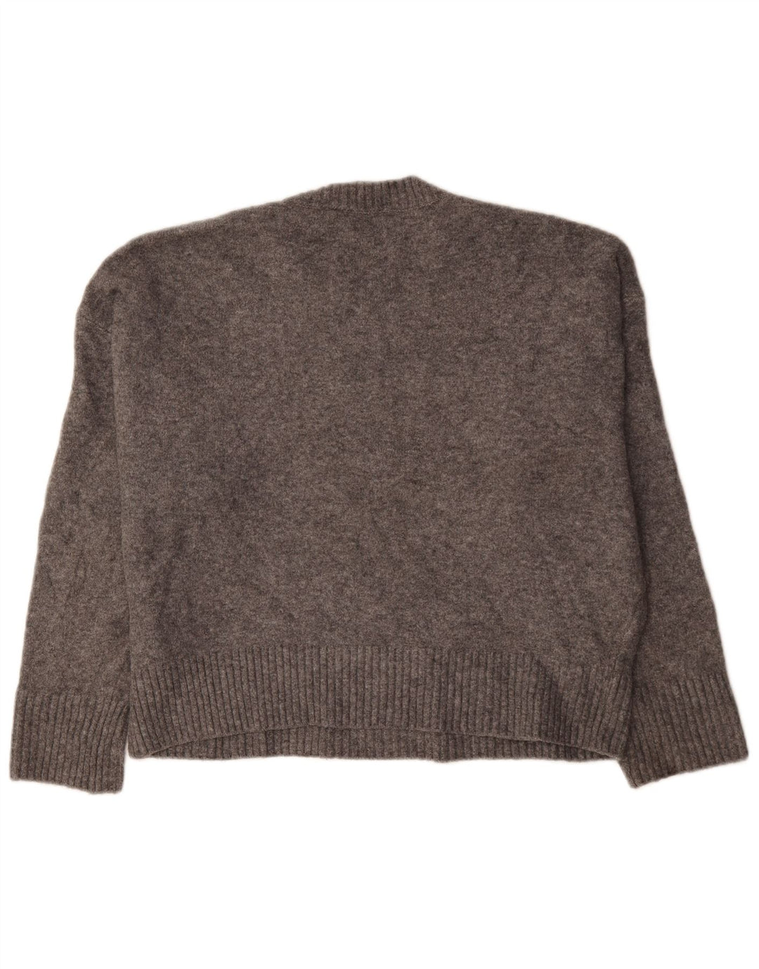 Zara Womens Oversized Crew Neck Jumper Sweater UK 16 Large Grå Akryl