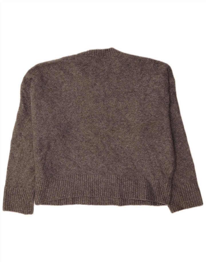 Zara Womens Oversized Crew Neck Jumper Sweater UK 16 Large Grå Akryl
