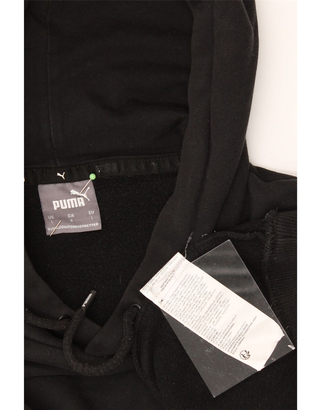 PUMA Mens Hoodie Jumper Large Black Cotton Vintage Puma and Second-Hand Puma from Messina Hembry 