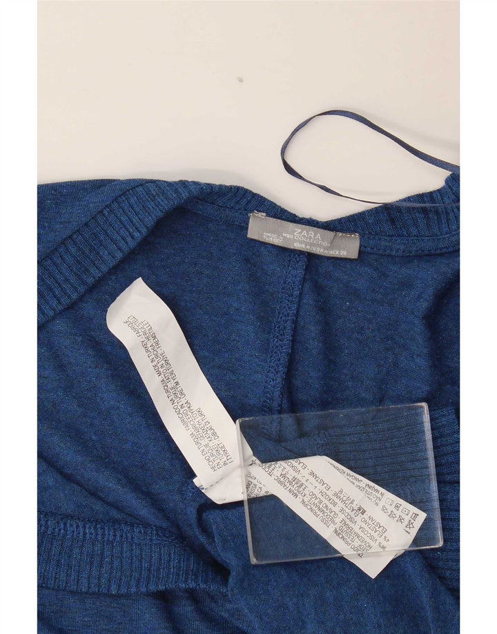 Zara Dame Oversized Top Langærmet UK 14 Medium Blue Viscose