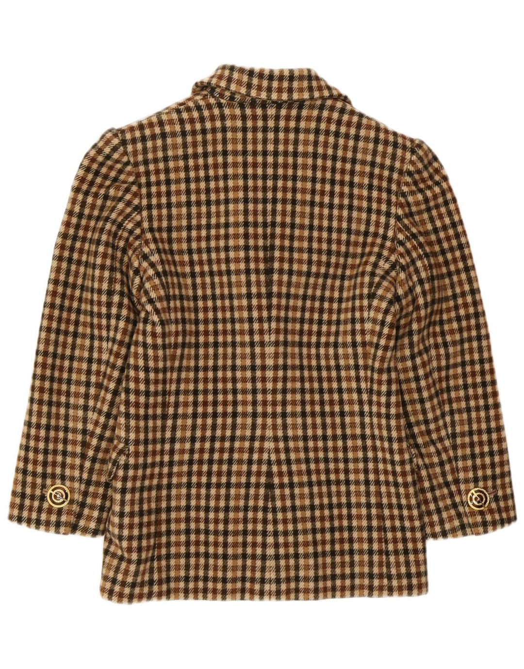 VINTAGE Dame 2-knaps blazerjakke UK 8 Lille brun ternet