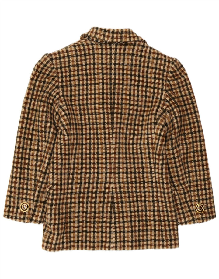 VINTAGE Dame 2-knaps blazerjakke UK 8 Lille brun ternet