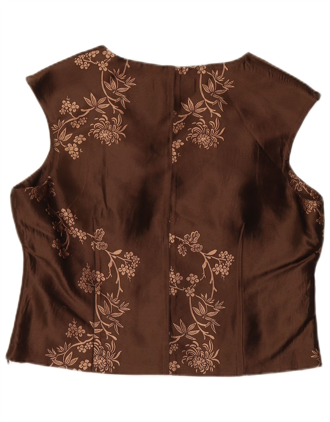 ANTONIO D'ERRICO Dame Crop Bluse Top UK 16 Large Brown Floral