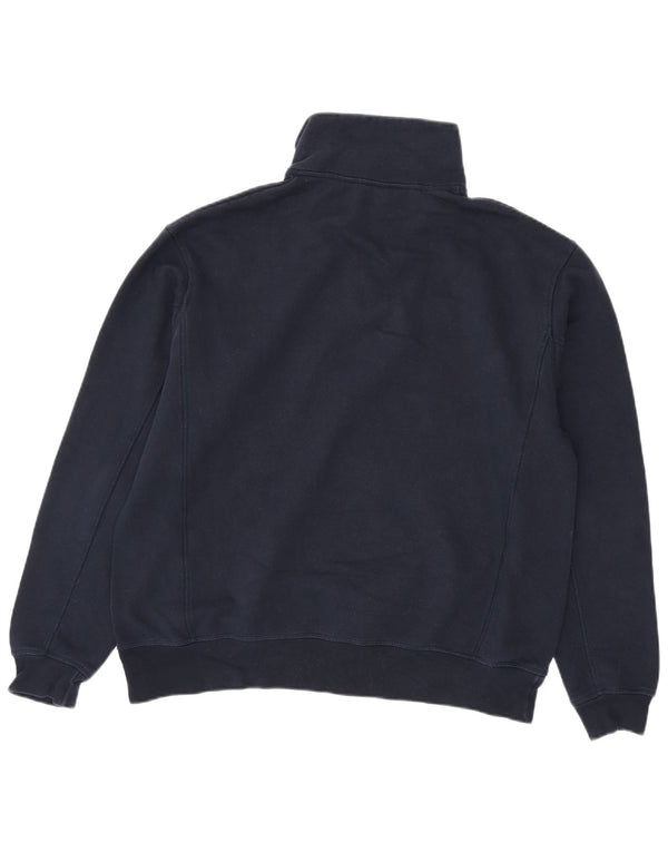 Zara Herre Zip Neck Sweatshirt Jumper Large Navy Blue Polyester