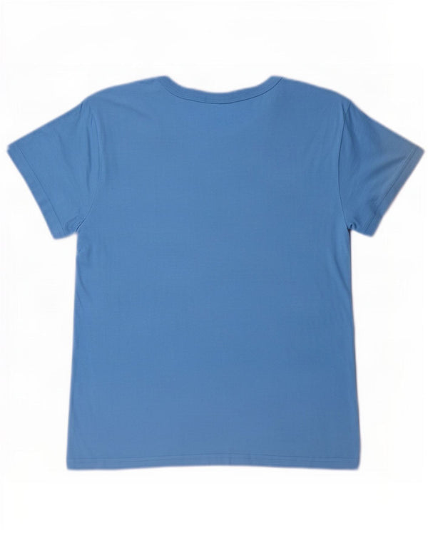 Champion Dame Grafisk T-Shirt Top UK 10 Lille Blå Bomuld