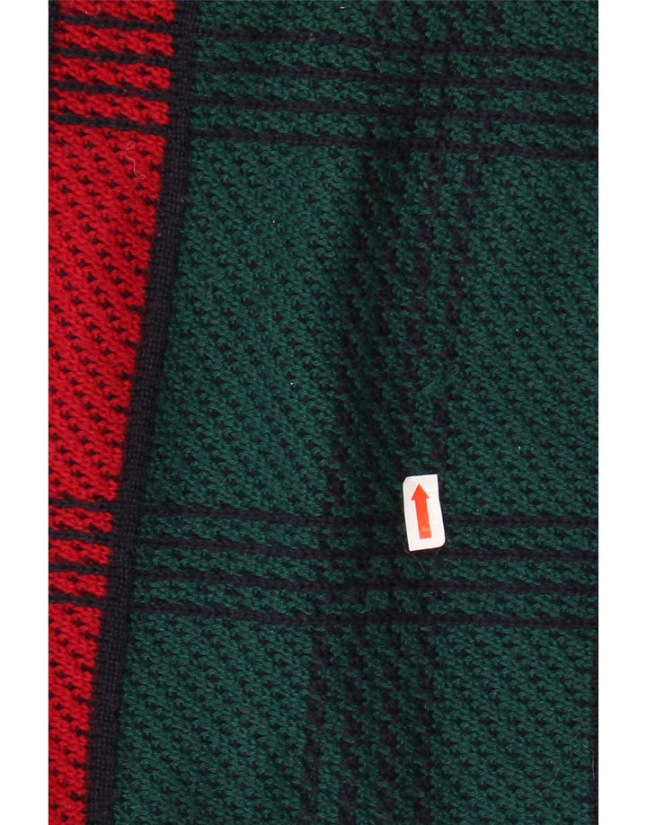 VINTAGE Herre V-hals sweater Stor grøn stribet uld
