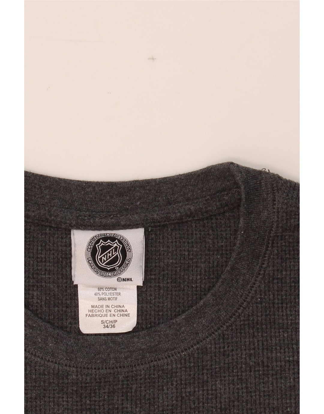 NHL Womens Graphic Top Long Sleeve UK 10 Small Grey Cotton Vintage NHL and Second-Hand NHL from Messina Hembry 