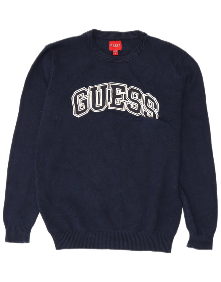 Guess Herre grafisk rund hals sweater medium marineblå bomuld