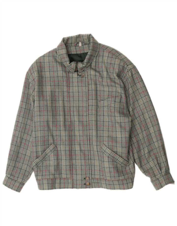 Peter Hahn Dame Lady H Bomber Jacket UK 12 Medium Green Houndstooth