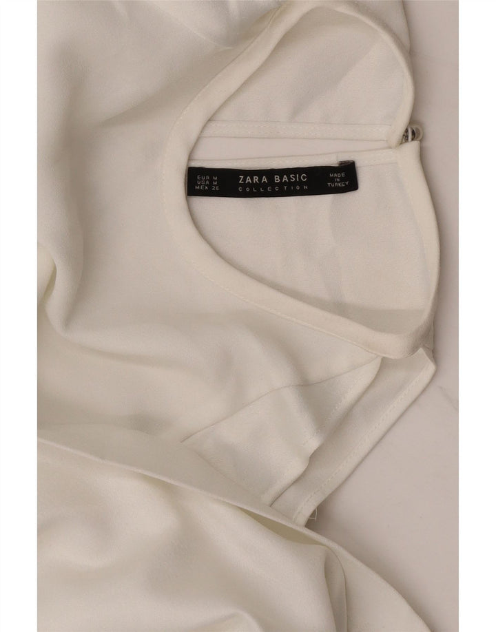 Zara Dame Off Shoulder Bluse Top UK 14 Medium White