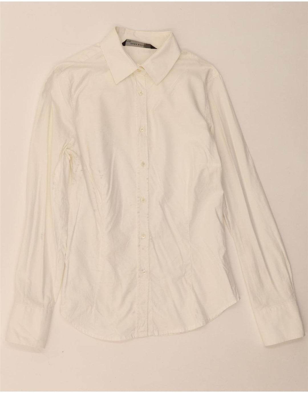 ZARA Dameskjorte UK 12 Medium Off White Bomuld