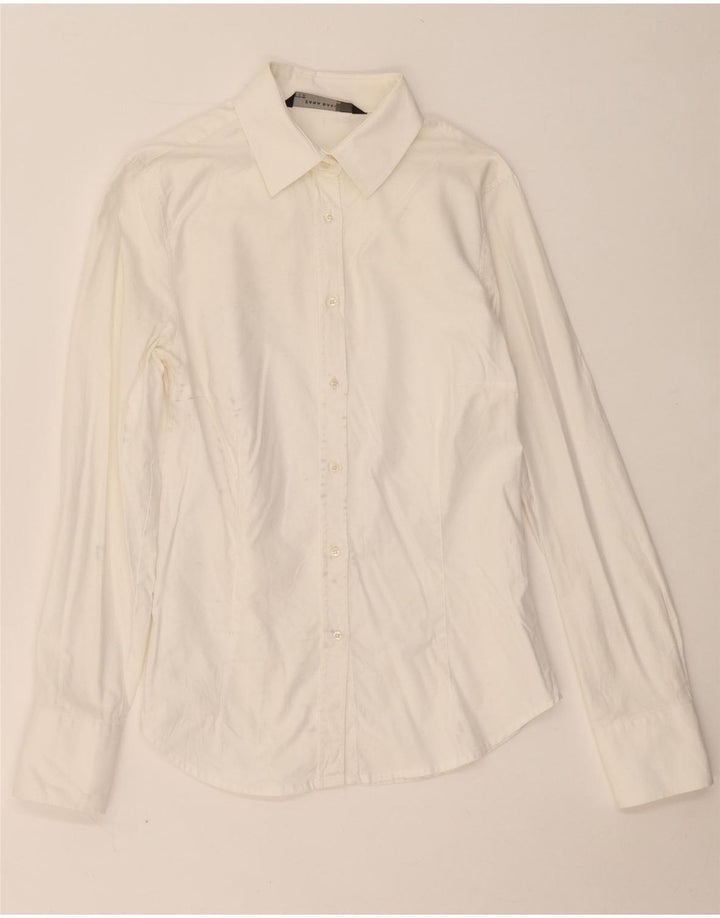 ZARA Dameskjorte UK 12 Medium Off White Bomuld
