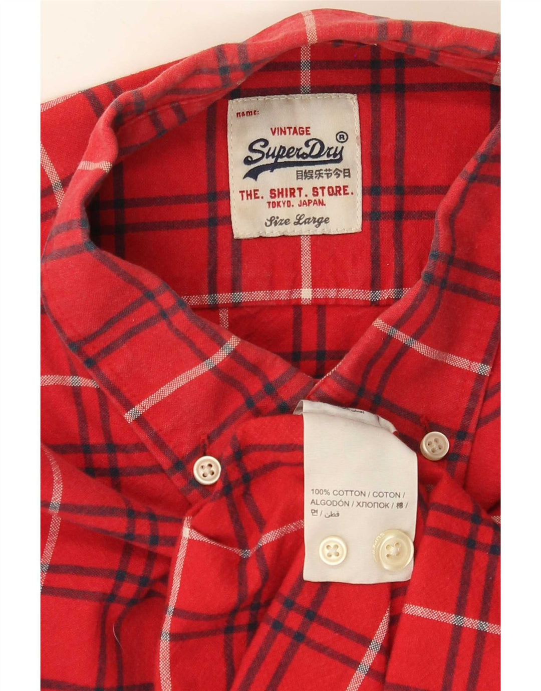 Superdry Flanelskjorte til mænd, stor rød ternet bomuld
